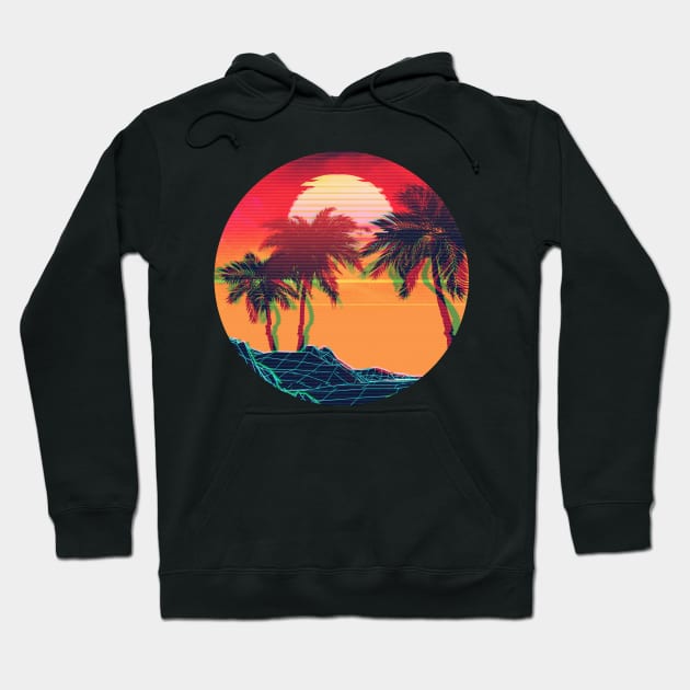 Vaporwave landscape with rocks and palms Hoodie by AnnArtshock